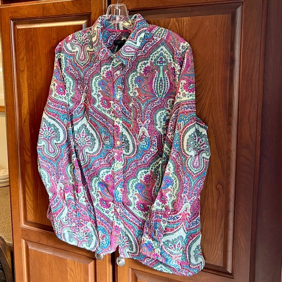 Talbots Paisley Long-Sleeve blouse size PL - Picture 3 of 9